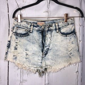 Acid Wash High Waisted Jean Shorts